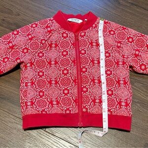 Janie and Jack Red and White Patterned Jacket